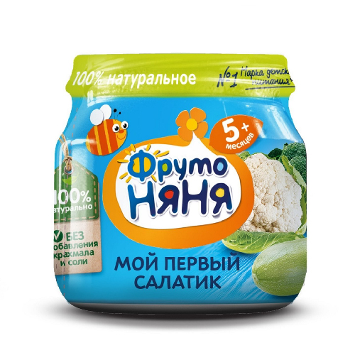 Пюре ФРУТОНЯНЯ из капусты брокколи, кабачков и цветной капусты Мой первый салатик 80гр