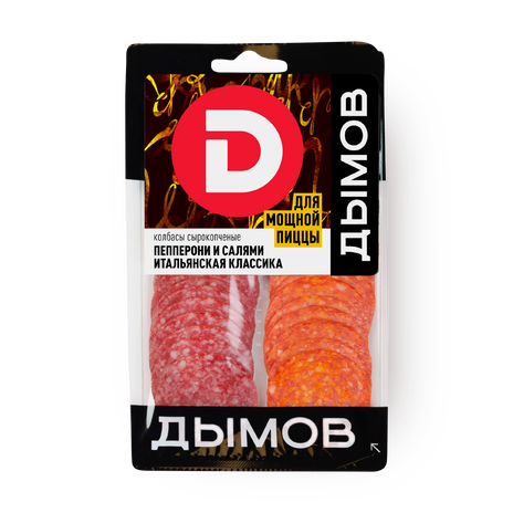 Ассорти ДЫМОВ колбас Пепперони + Салями Итальянская с/к, 90гр нарезка