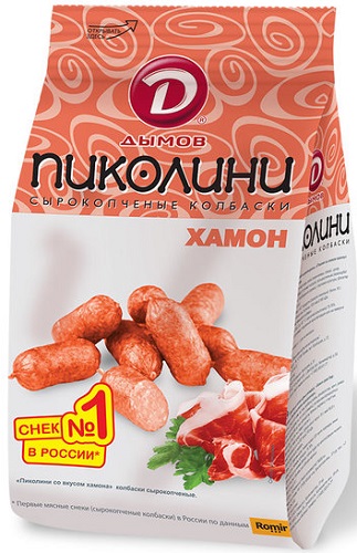 Колбаски ДЫМОВ Пиколини с/к со вкусом Хамона 50гр