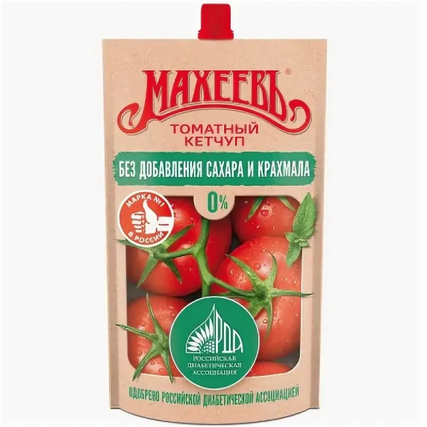 Кетчуп МАХЕЕВЪ Томатный без сахара и крахмала 300 г дой пак