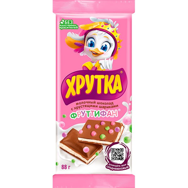 Шоколад молочный ХРУТКА фрути фан с хрустящими шариками 88 гр