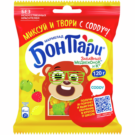 Мармелад жевательный БОН ПАРИ Забавный медвежонок 120 гр