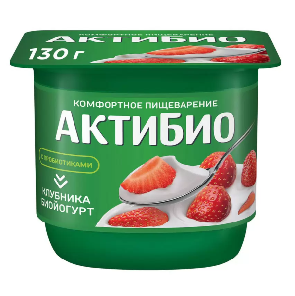 Биойогурт АКТИБИО с клубникой 2,9% без змж 130гр