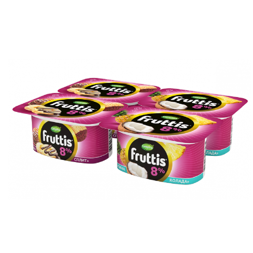 Йогурт ФРУТТИС Супер экстра банан-сплит-пинаколада 8% без змж 115гр