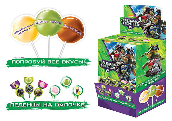 Леденцы СЛАДКАЯ СКАЗКА Черепашки Ниндзя на палочке ассорти 10 гр