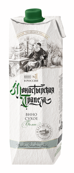 Вино МОНАСТЫРСКАЯ ТРАПЕЗА белое сух. т/пак 1л 10-12%