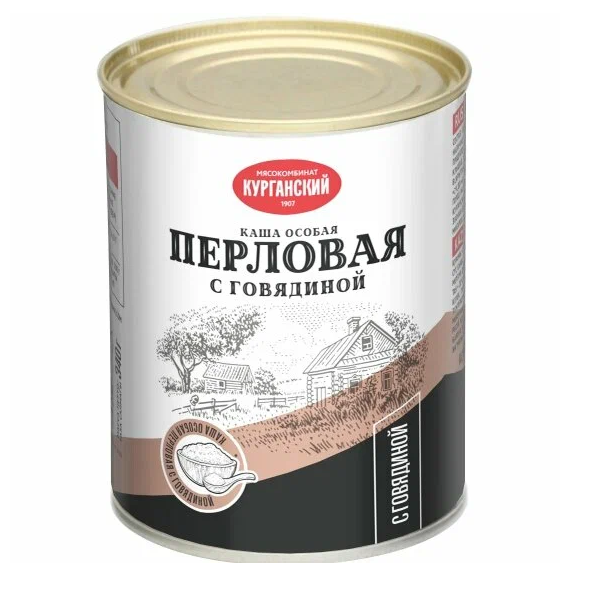 Каша КУРГАН СТАНДАРТ перловая с говядиной 340гр ж/б (М)