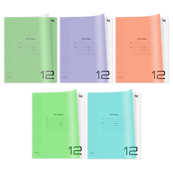 Тетрадь 12л. линия БиДЖИ ЮНИТОН МИКС, пластиковая обложка, КЛ