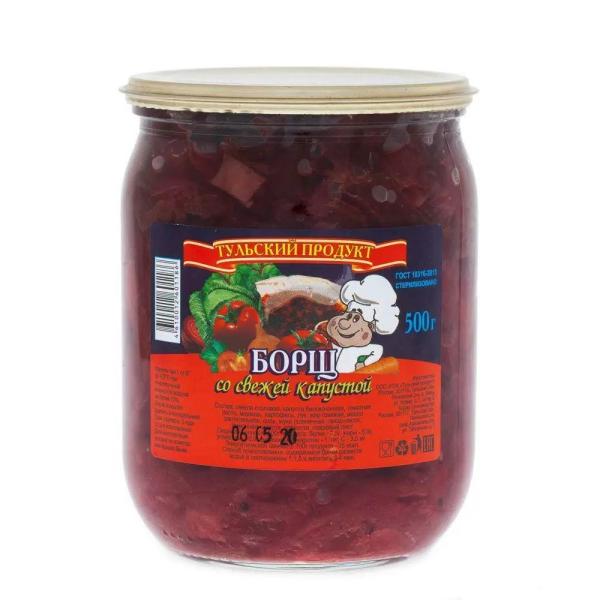 Суп ТУЛЬСКИЙ ПРОДУКТ борщ со свежей капустой 500 гр ст/б