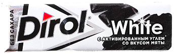 Жевательная резинка ДИРОЛ Вайт без сахара с углем и вкусом мяты 13,6 гр