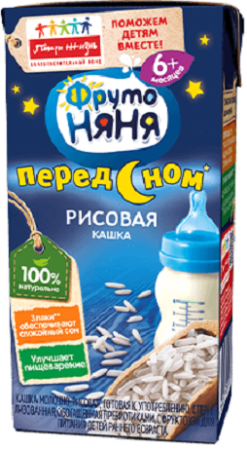 Каша жидкая ФРУТОНЯНЯ молочно-рисовая с преб. 200гр