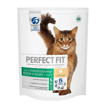 Корм ПЕРФЕКТ ФИТ Стерил для кастрированных котов и стерилизованных кошек сухой 650гр