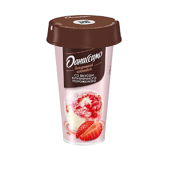 Йогурт ДАНИССИМО коктейль клубничное мороженое 2,6% без змж 190гр