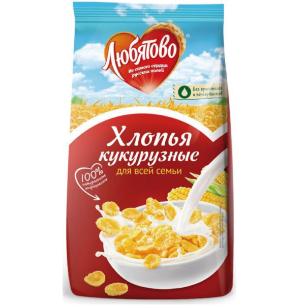 Хлопья ЛЮБЯТОВО кукурузные 300 гр