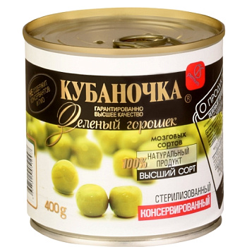 Горошек зеленый КУБАНОЧКА 400 гр ж/б