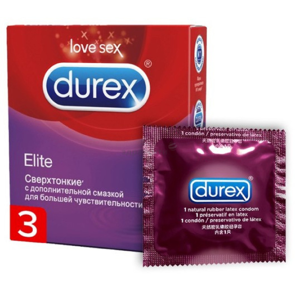 Презервативы ДЮРЕКС ЭЛИТ, сверхтонкие, 3 шт.