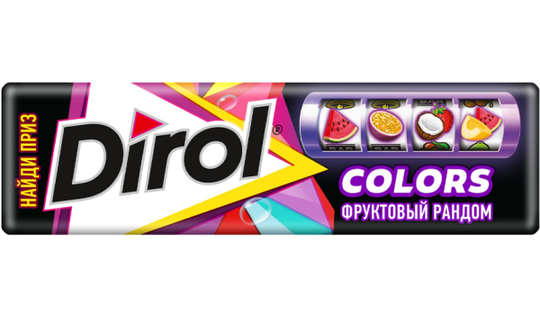 Жевательная резинка ДИРОЛ Колорс Фруктовый рандом б/сах 13,6 гр