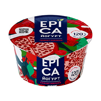 Йогурт ЭПИКА с гранатом и малиной 4,8% без змж 130гр
