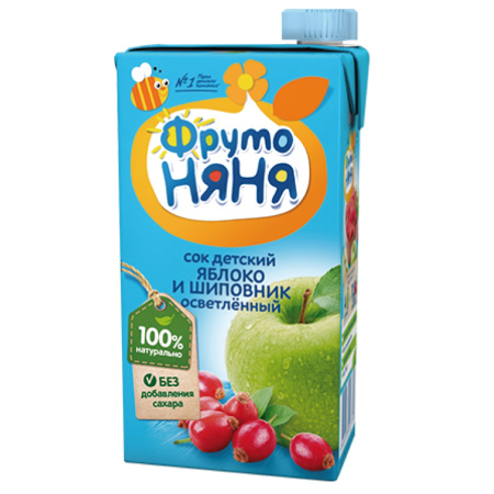 Сок ФРУТОНЯНЯ из яблок и шиповника осветл. 200мл