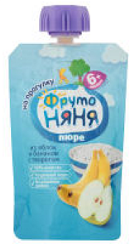 Пюре ФРУТОНЯНЯ яблоко-банан с творогом 90гр м/у
