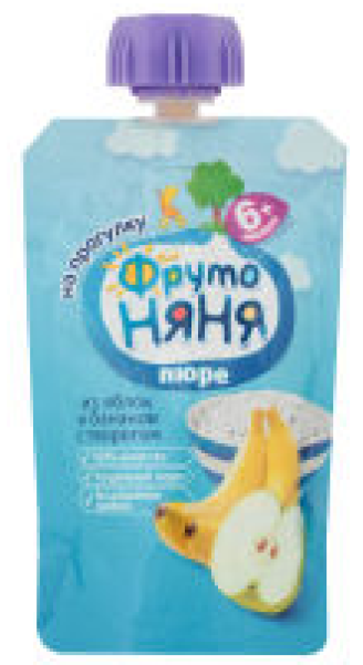 Пюре ФРУТОНЯНЯ яблоко-банан с творогом 90гр м/у