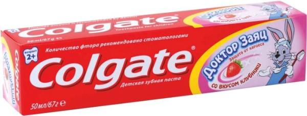 Паста зубная детская КОЛГЕЙТ Доктор Заяц  клубника 50мл
