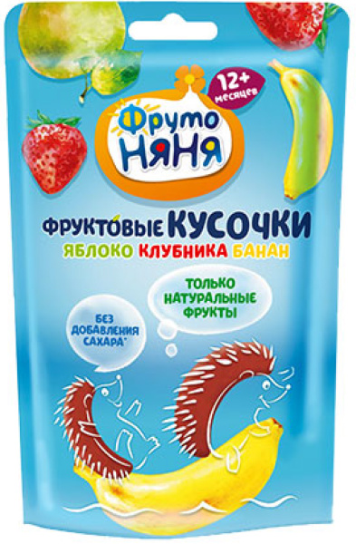 Фруктовые кусочки ФРУТОНЯНЯ из яблок, клубники и бананов 15гр