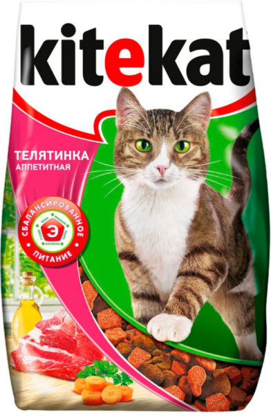 Корм КИТЕКЕТ Для кошек сухой Телятинка аппетитная 350гр