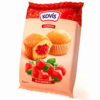 Мини-маффины КОВИС с фруктово-ягодной начинкой вишня 200 гр