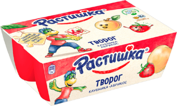 Творожок РАСТИШКА клубника-абрикос 3,5% без змж 6*45гр