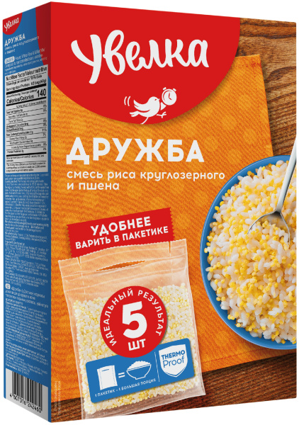 Крупа УВЕЛКА Дружба (рис.кругл+пшено) 5*80гр