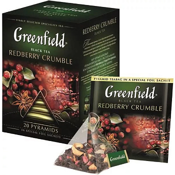 Чай ГРИНФИЛД Рэдберри Крамбл в пирамидках 20*1,8гр