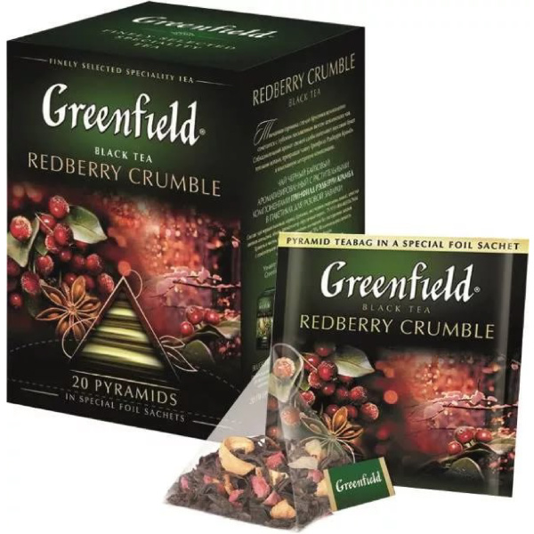 Чай ГРИНФИЛД Рэдберри Крамбл в пирамидках 20*1,8гр