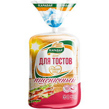 Хлеб КАРАВАЙ для тостов пшеничный в/с 400гр