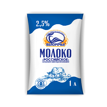 Молоко БЕЛОРЕЧЬЕ ГОСТ 2,5% без змж 1л п/п