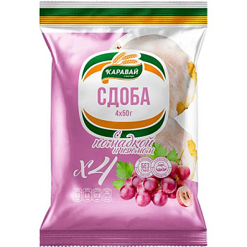 Сдоба КАРАВАЙ с помадкой с изюмом 200гр