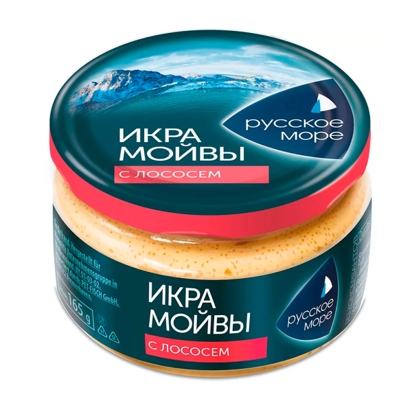 Икра РУССКОЕ МОРЕ мойвы в майон соус с кревет 165гр