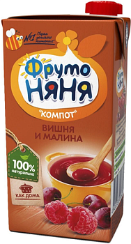 Компот ФРУТОНЯНЯ вишня-малина 200мл