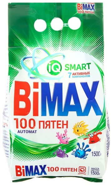 Порошок стиральный БИМАКС автомат 100 пятен 1,5кг м/у