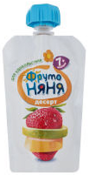 Пюре ФРУТОНЯНЯ яблоко,банан,клубника 90гр м/у