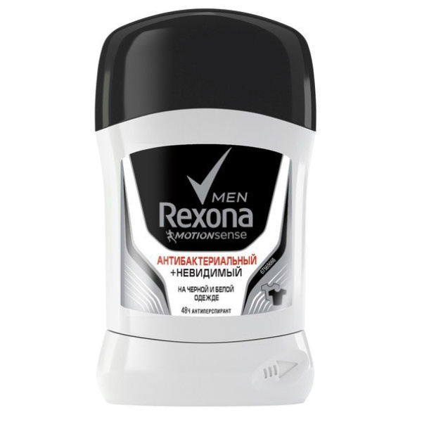 Дезодорант-стик РЕКСОНА Мен Антибак Невидимый на Черном 50мл
