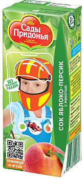 Сок САДЫ ПРИДОНЬЯ яблочно-персиковый с мяк. 200мл