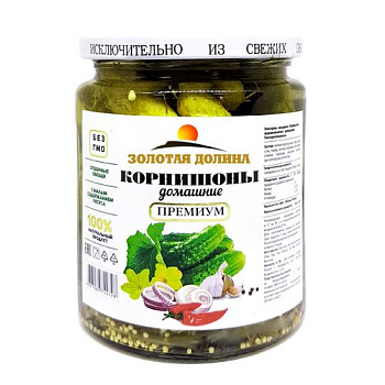 Корнишоны ЗОЛОТАЯ ДОЛИНА домашние 500 гр ст/б