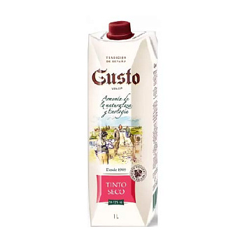 Вино ГУСТО красное сух. т/пак 1л 10-12%