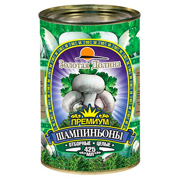 Шампиньоны ЗОЛОТАЯ ДОЛИНА целые премиум 425мл