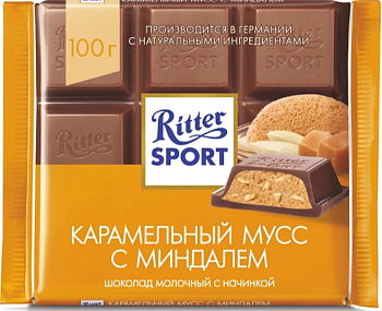 Шоколад молочный Ritter Sport карамельный мусс 100гр