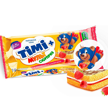 Пирожное КОНТИ Тими с малиной и сливками 330 гр
