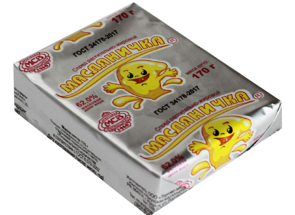 Спред МАСЛЯНИЧКА растительно-жировой 62% с змж 170гр