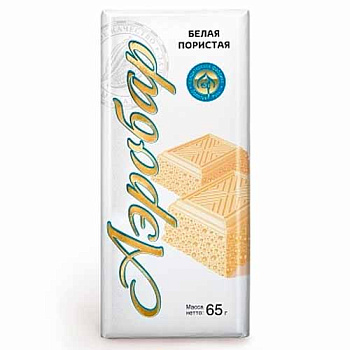 Плитка кондитерская ЗОЛОТАЯ РУСЬ Аэробар белая пористая 65гр