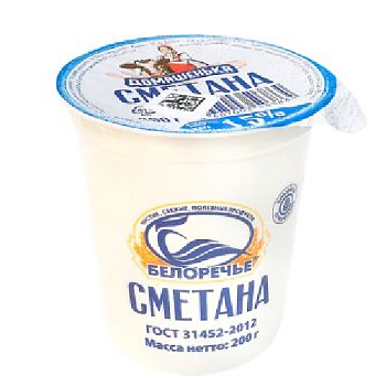 Сметана БЕЛОРЕЧЬЕ 15% без змж 200гр